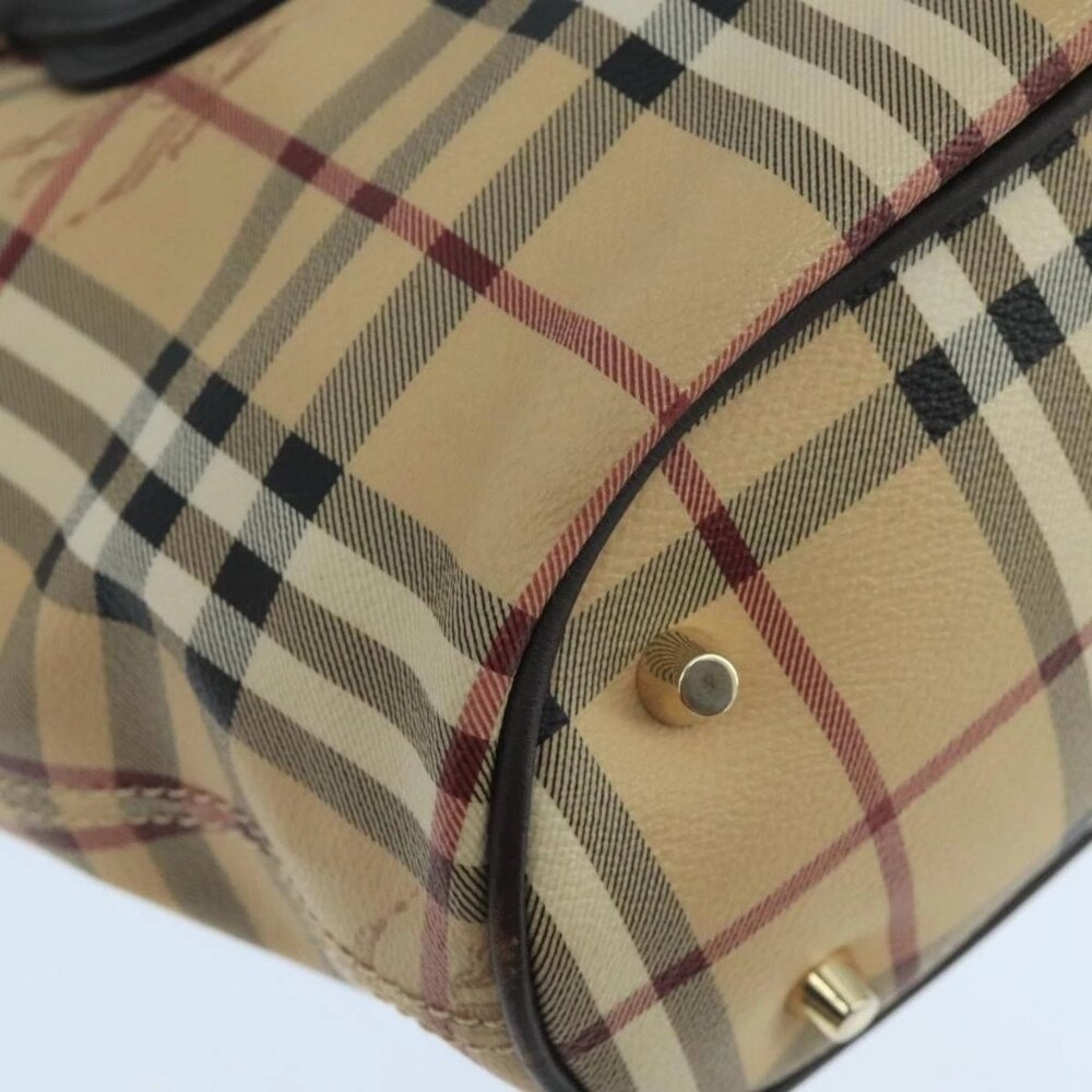 BURBERRY Nova Check Hand Bag PVC Leather Beige Auth 101879 - Picture 14 of 16